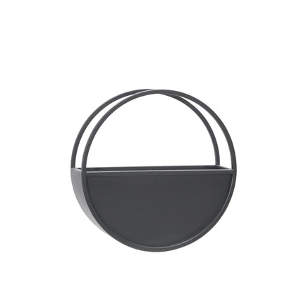 S/2 METAL 9/12" ROUND WALL PLANTERS, BLACK - Al Rugaib Furniture