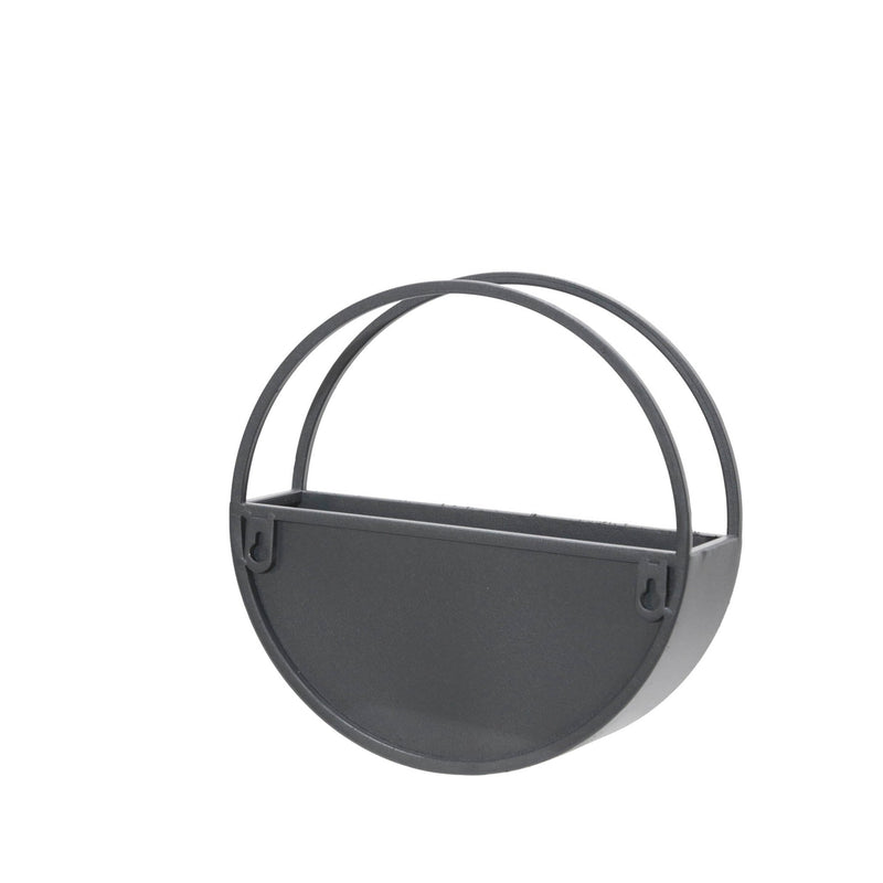 S/2 METAL 9/12" ROUND WALL PLANTERS, BLACK - Al Rugaib Furniture