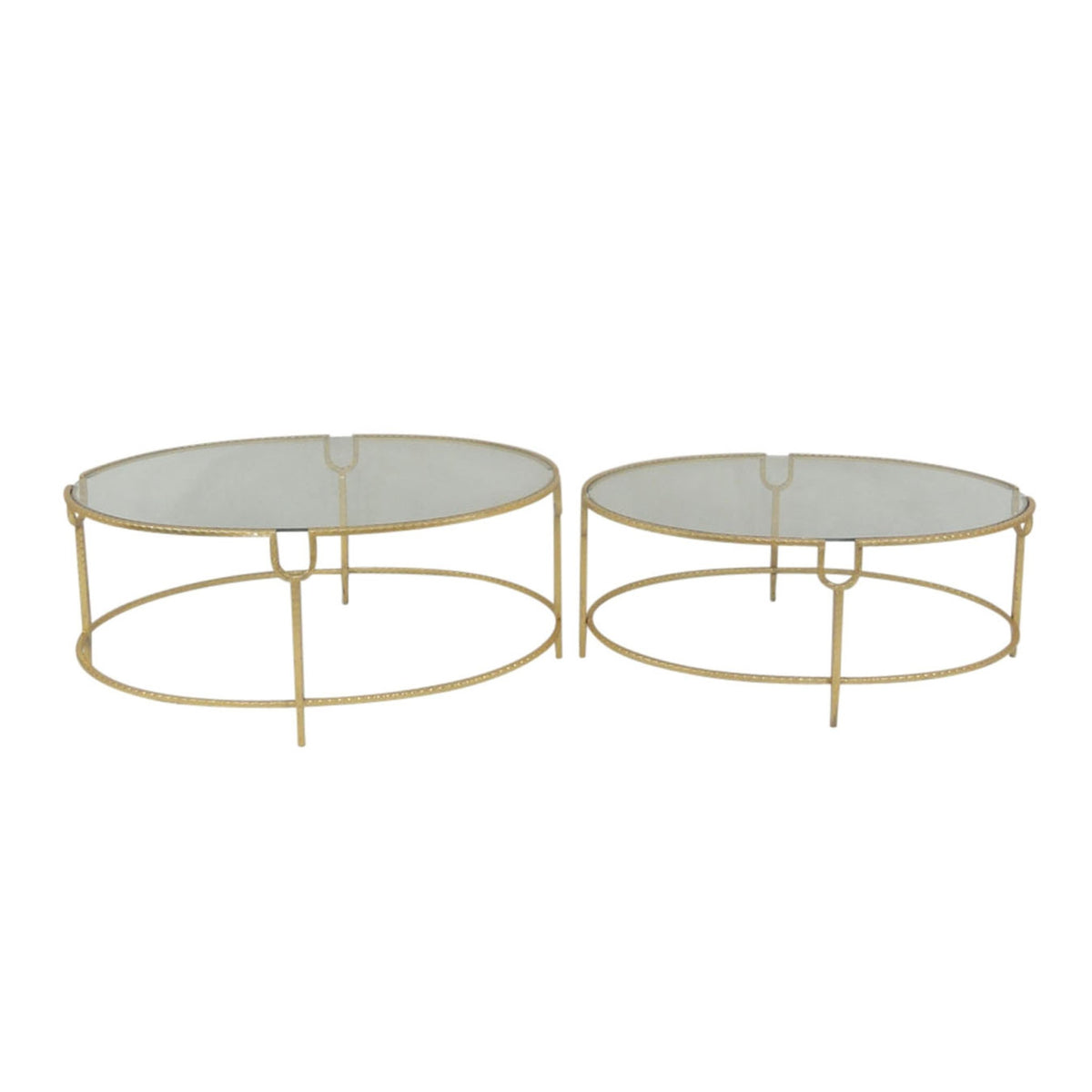 S/2 Metal & Glass Accent Tables, Gold Coffee Tables| Sagebrook Home