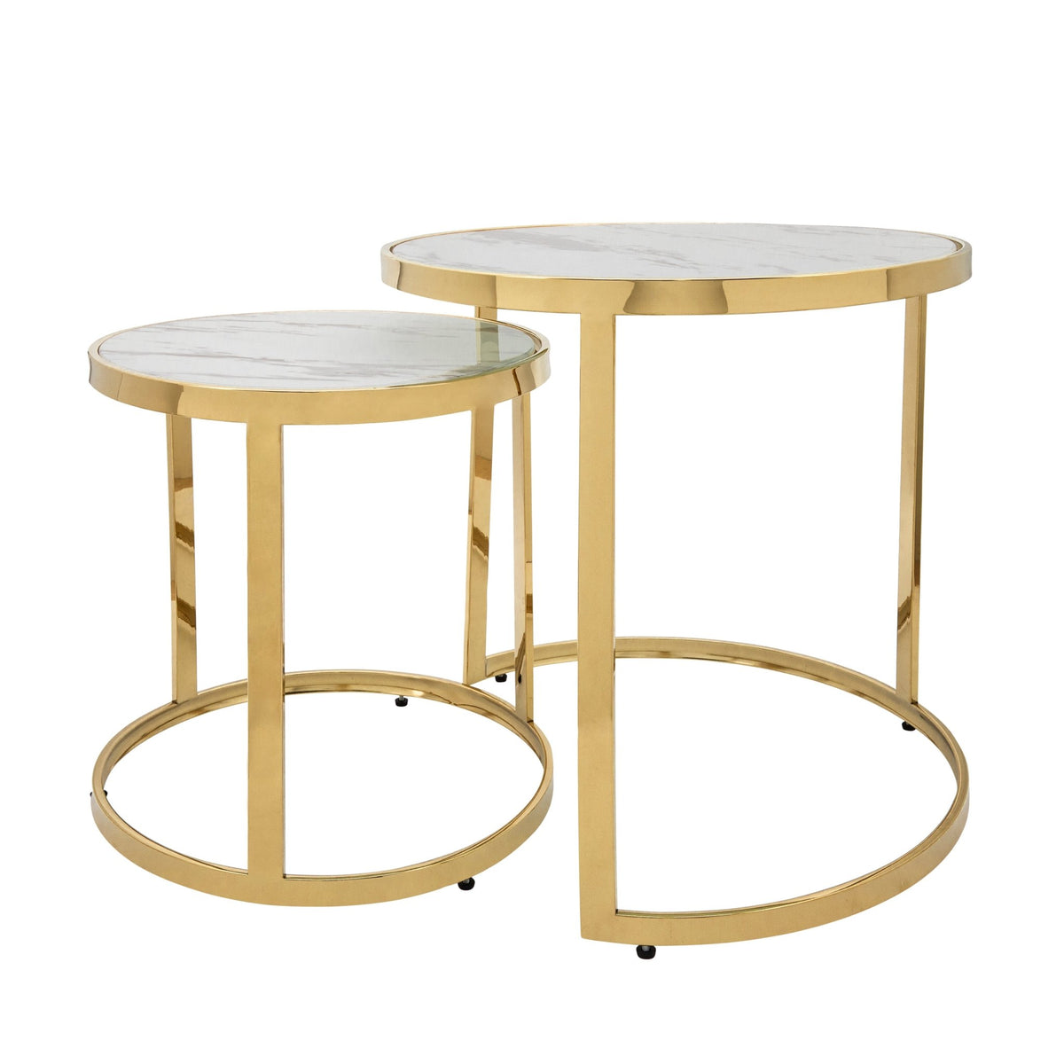 S/2 METAL ROUND SIDE TABLE, GOLD Accent & End Tables| Sagebrook Home