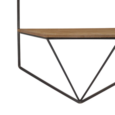 S/2 METAL / WOOD HEXAGON WALL SHELVES, BROWN - Al Rugaib Furniture