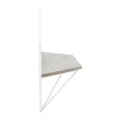 S/2 METAL / WOOD HEXAGON WALL SHELVES, WHT/GRAY - Al Rugaib Furniture