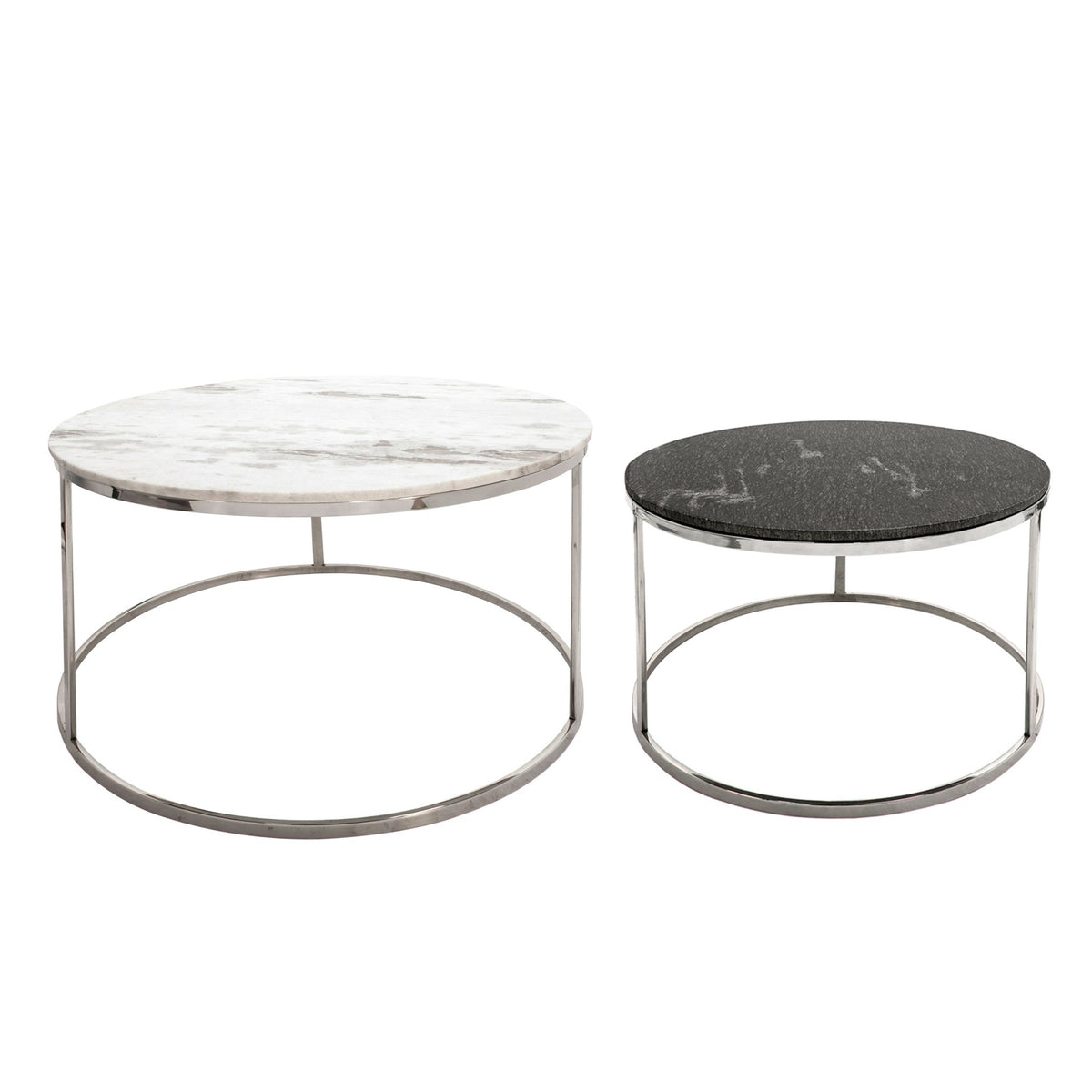 S/2 METAL/MARBLE COFFEE TABLE, SILVER Coffee Tables| Sagebrook Home