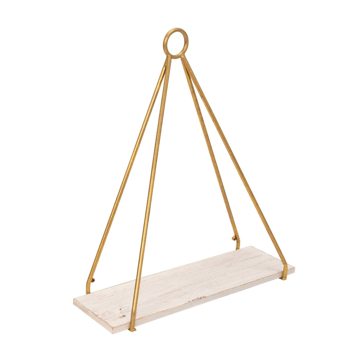 S/2 METAL/WOOD 20/24" TRIANGLE SHELF, WHITE/GOLD Wall Shelf| Sagebrook Home
