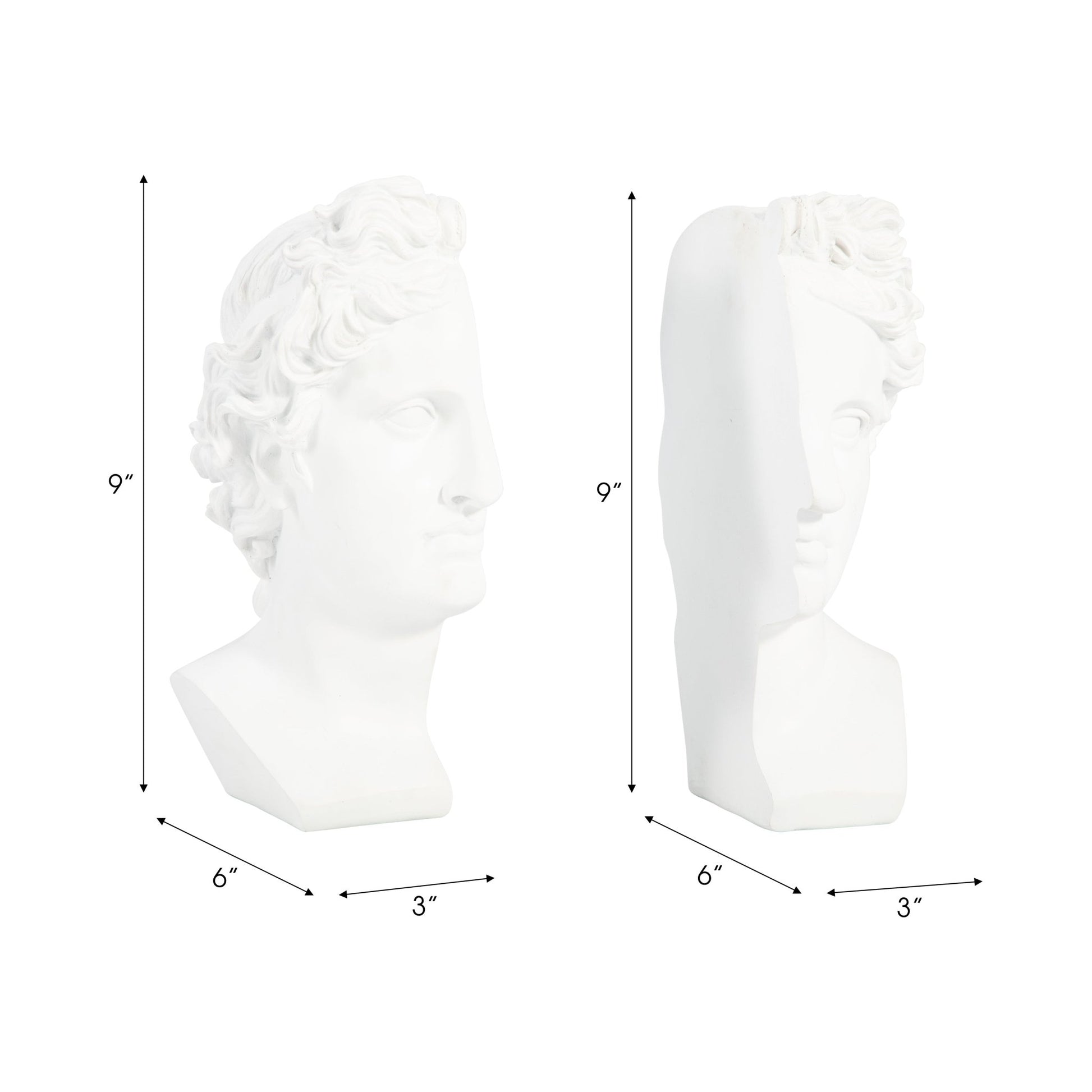 S/2 Resin, 9" Greek Goddess Bookends, White Table Decors| Sagebrook Home