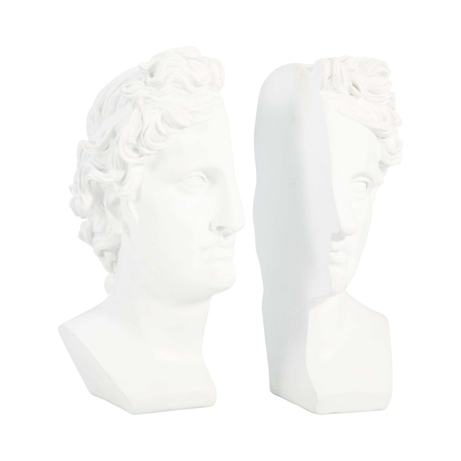 S/2 Resin, 9" Greek Goddess Bookends, White Table Decors| Sagebrook Home
