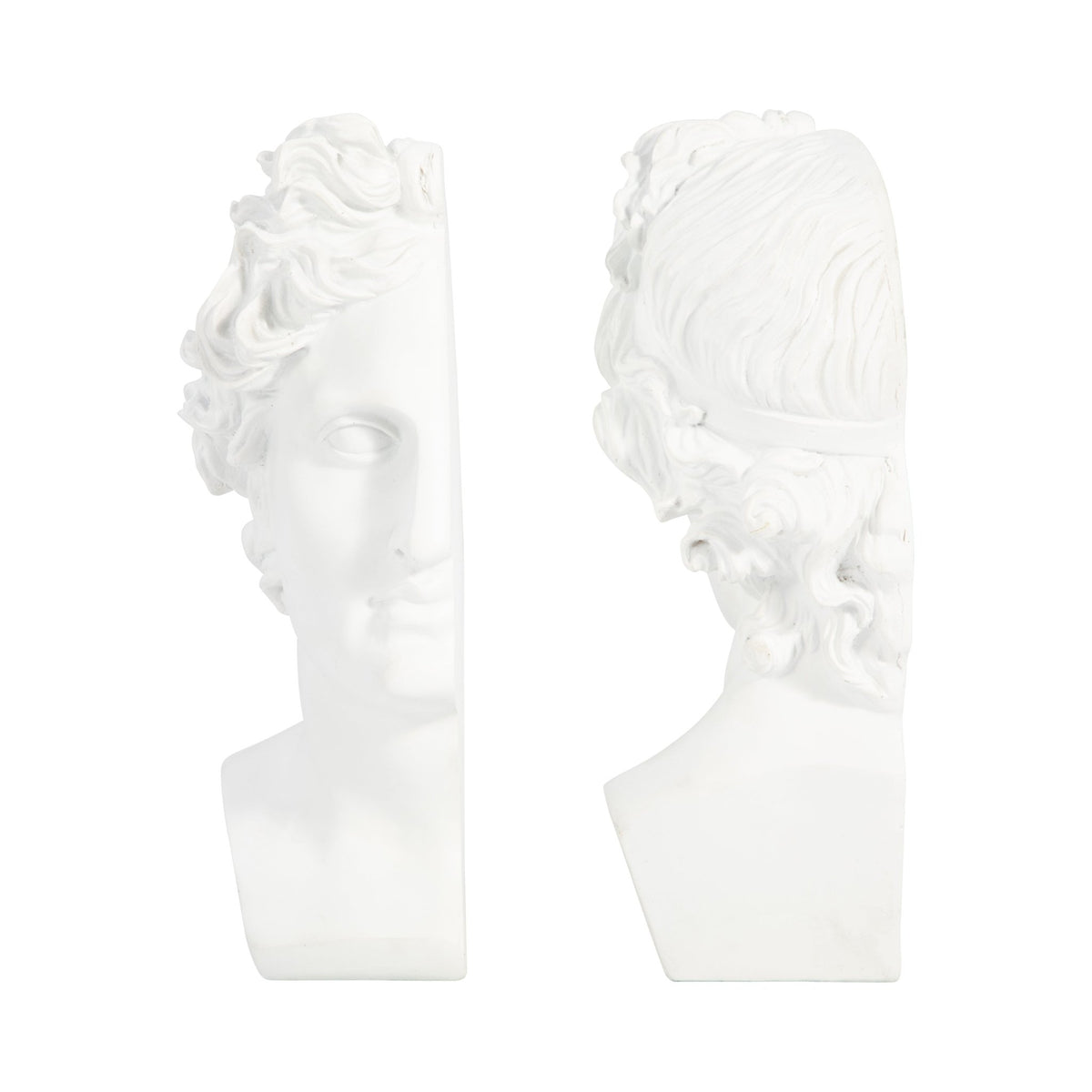 S/2 Resin, 9" Greek Goddess Bookends, White Table Decors| Sagebrook Home