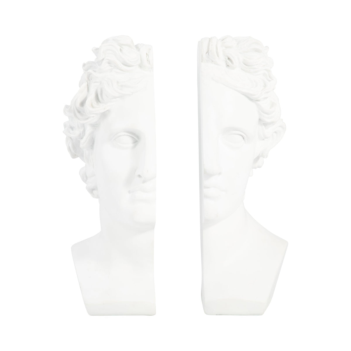 S/2 Resin, 9" Greek Goddess Bookends, White Table Decors| Sagebrook Home