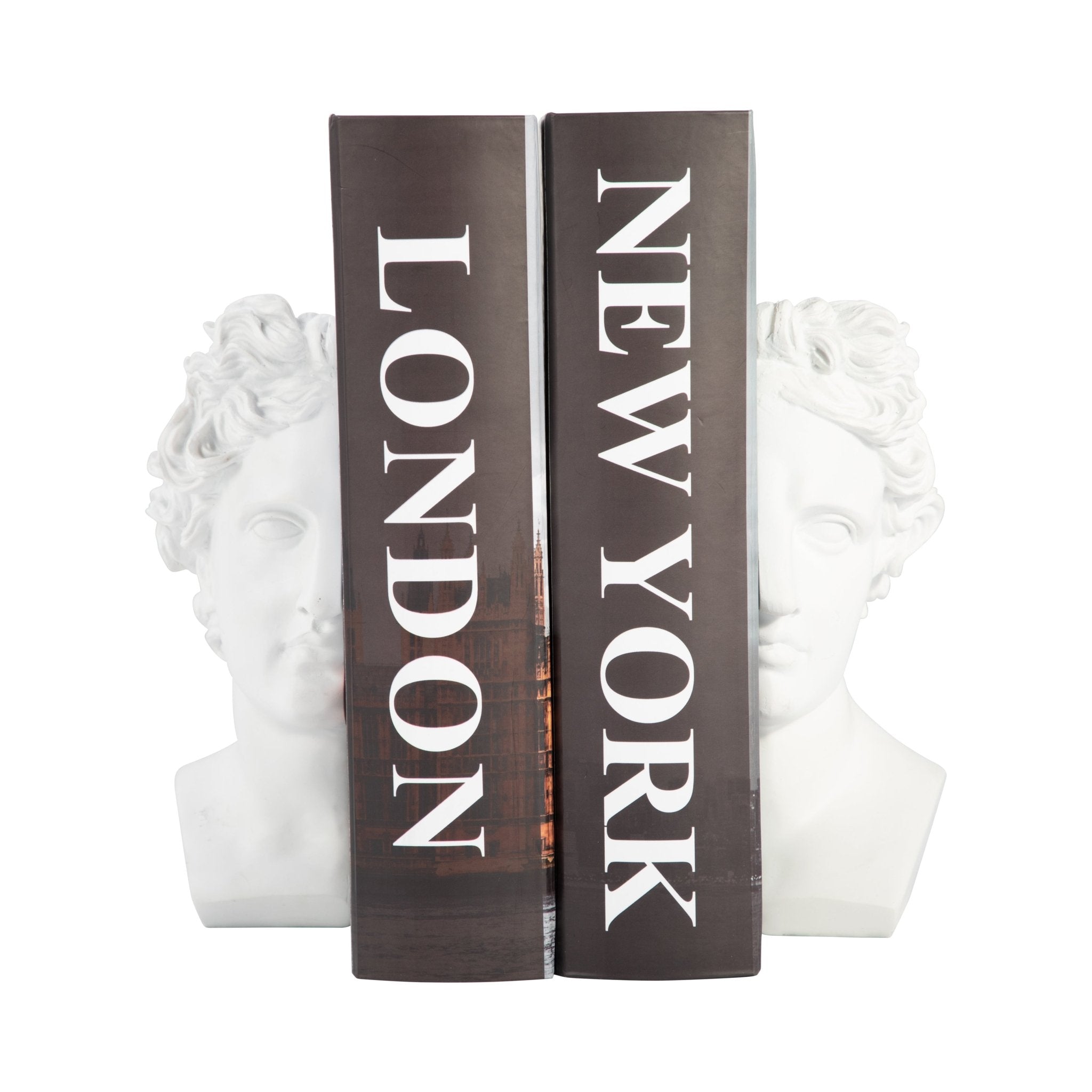 S/2 Resin, 9" Greek Goddess Bookends, White Table Decors| Sagebrook Home