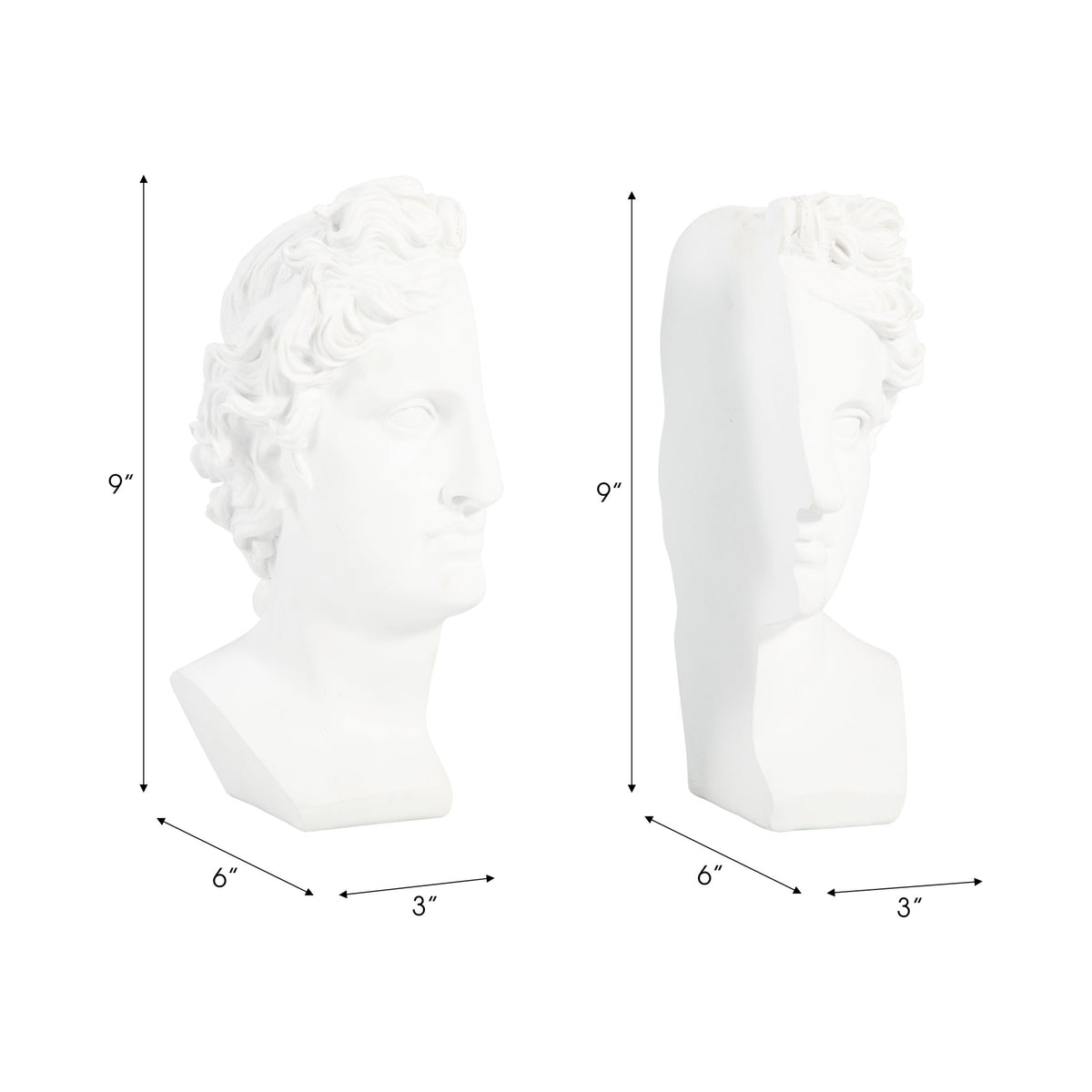 S/2 Resin, 9" Greek Goddess Bookends, White Table Decors| Sagebrook Home