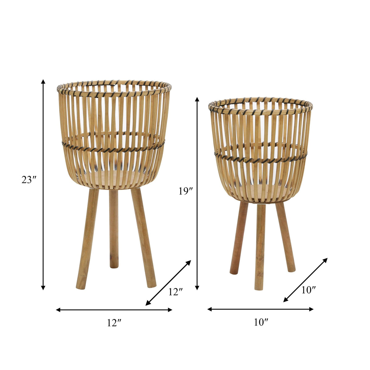 S/2 WICKER FOOTED PLANTERS 10/12", NATURAL Outdoor Planters| Sagebrook Home