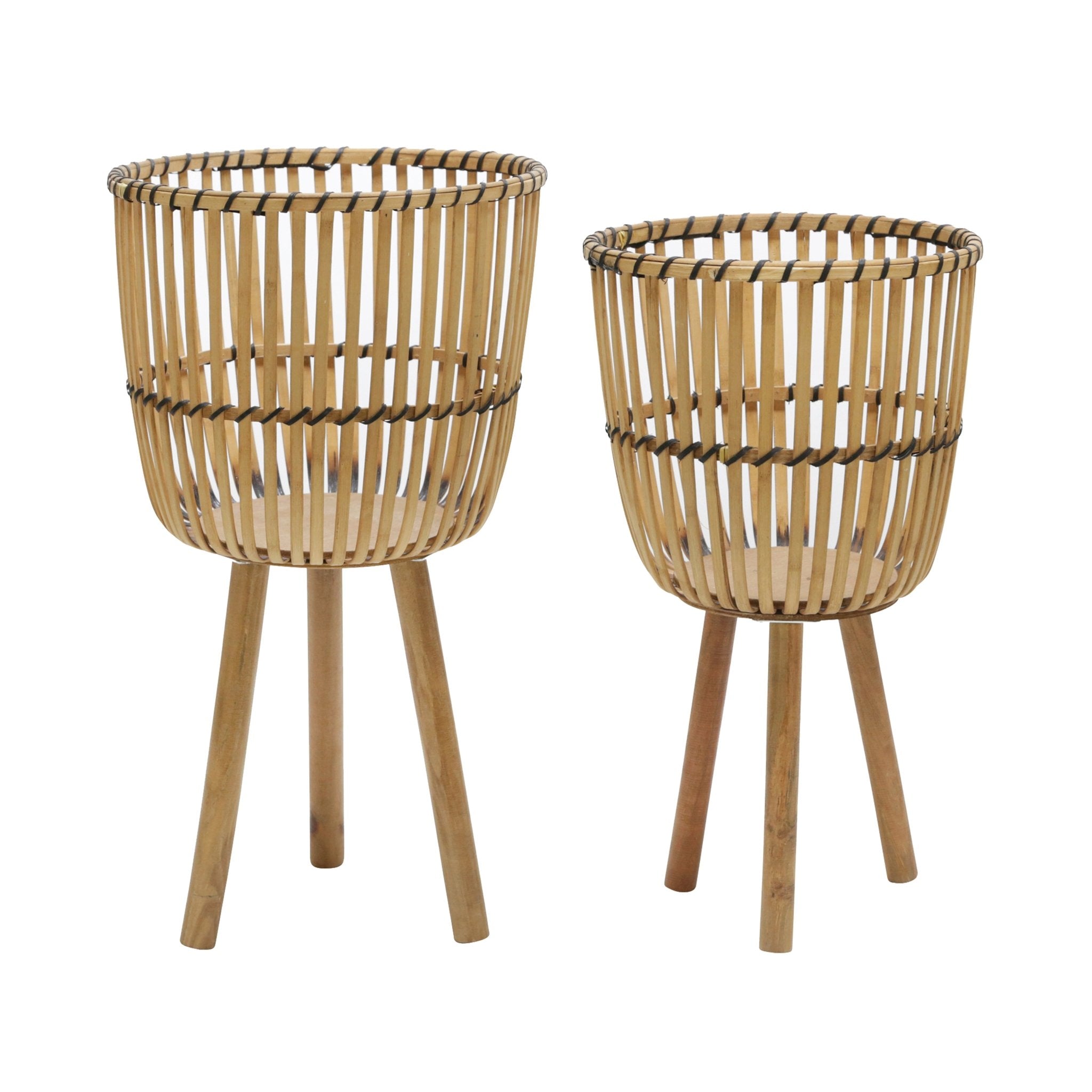 S/2 WICKER FOOTED PLANTERS 10/12", NATURAL Outdoor Planters| Sagebrook Home