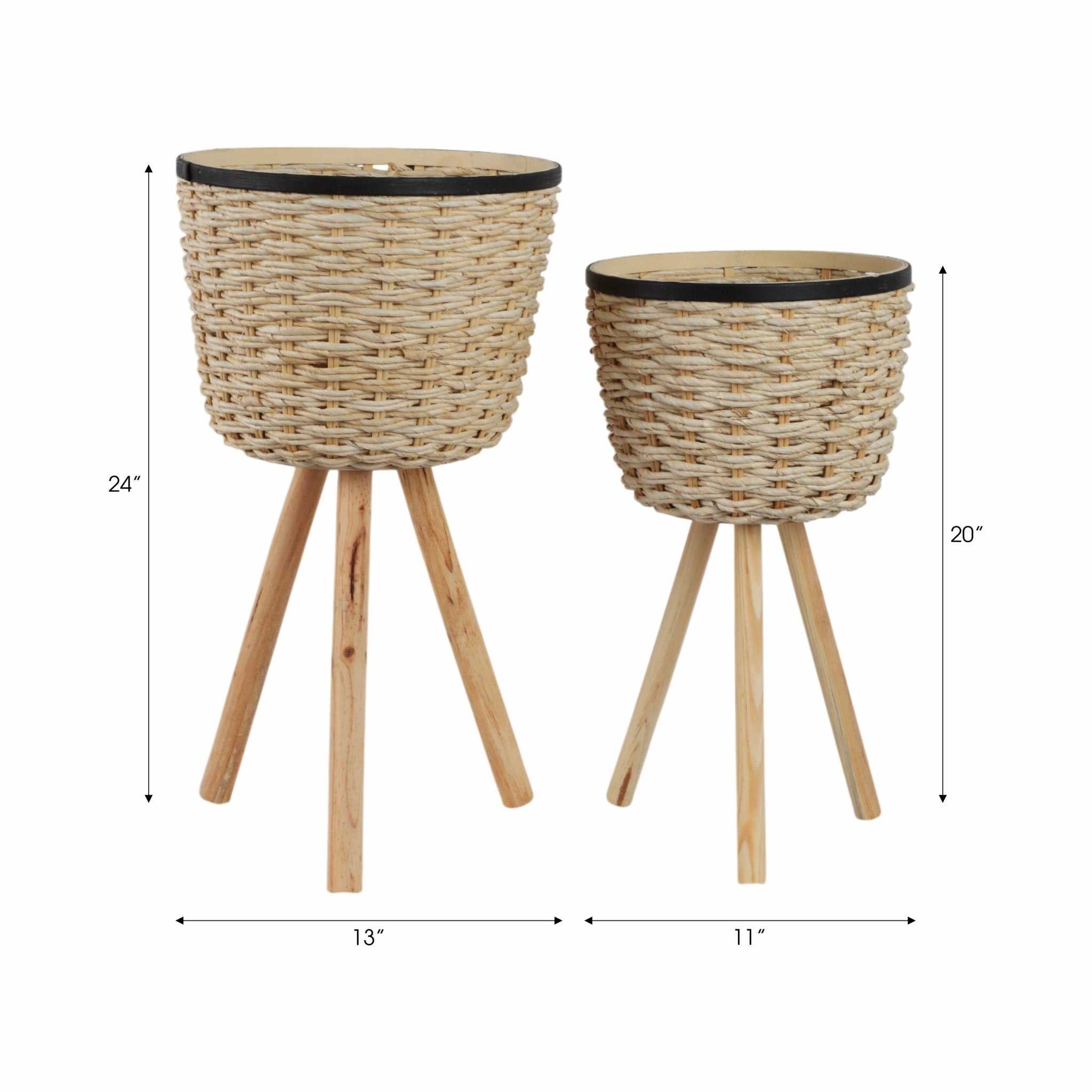 S/2 WICKER FOOTED PLANTERS, WHITE Outdoor Planters| Sagebrook Home