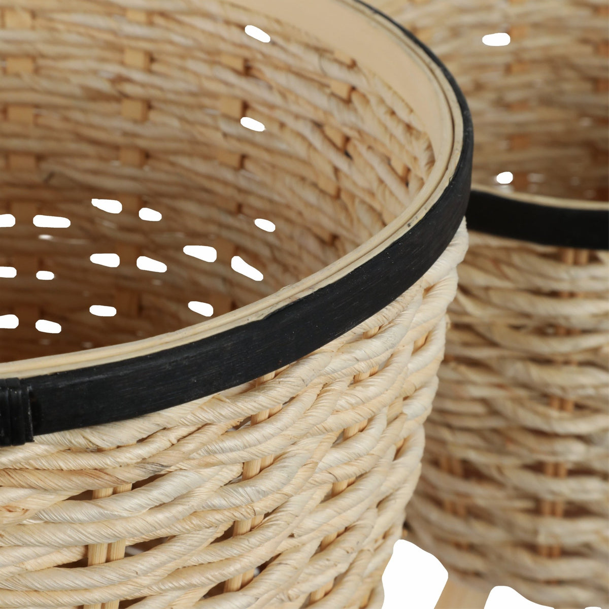 S/2 WICKER FOOTED PLANTERS, WHITE Outdoor Planters| Sagebrook Home
