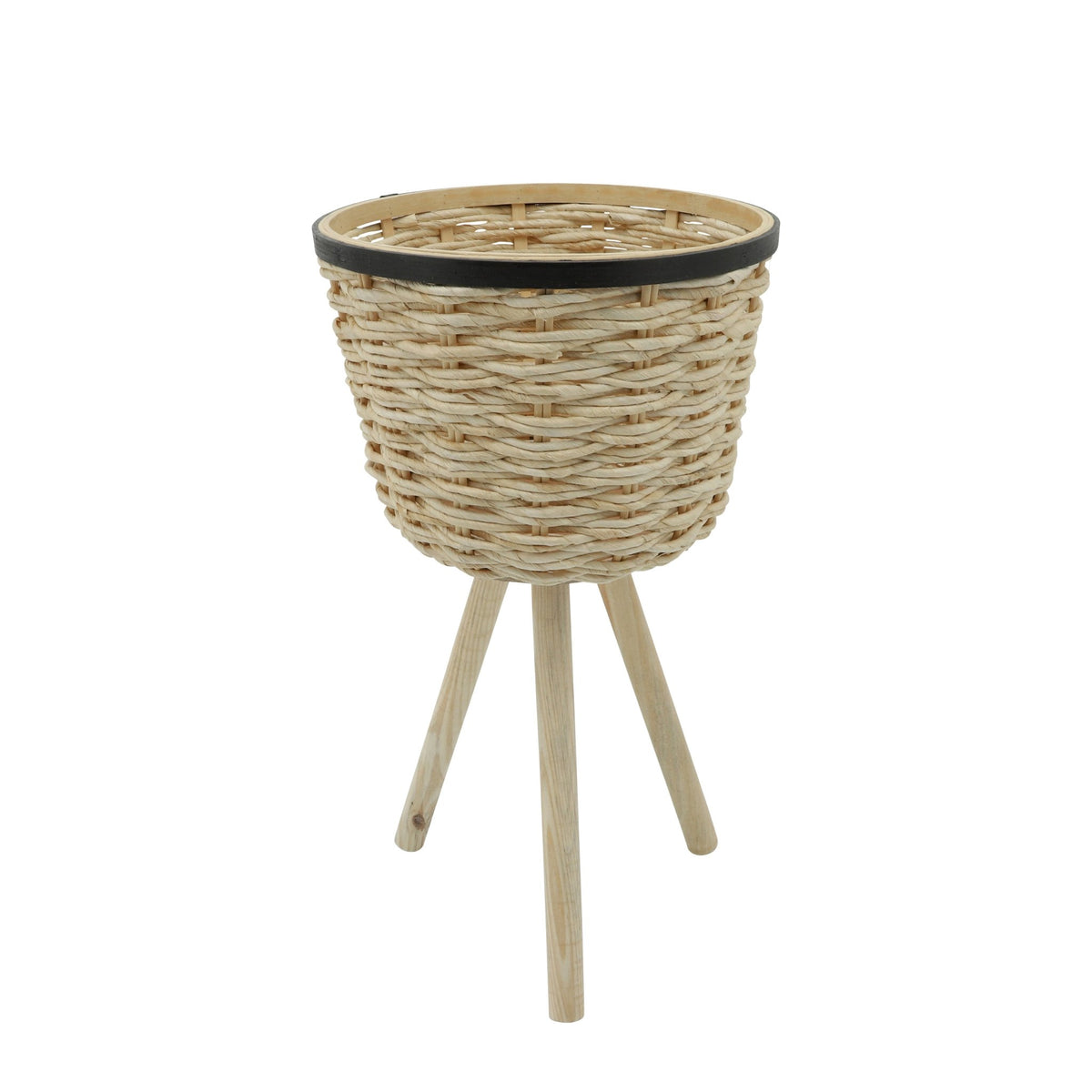 S/2 WICKER FOOTED PLANTERS, WHITE Outdoor Planters| Sagebrook Home