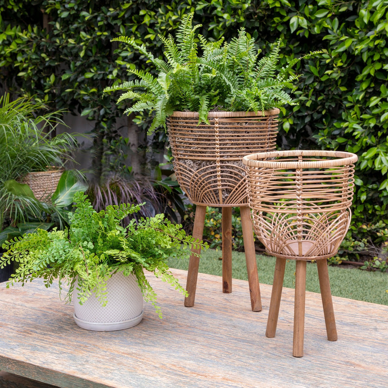 S/2 WICKER PLANTERS 10/12", NATURAL - Al Rugaib Furniture