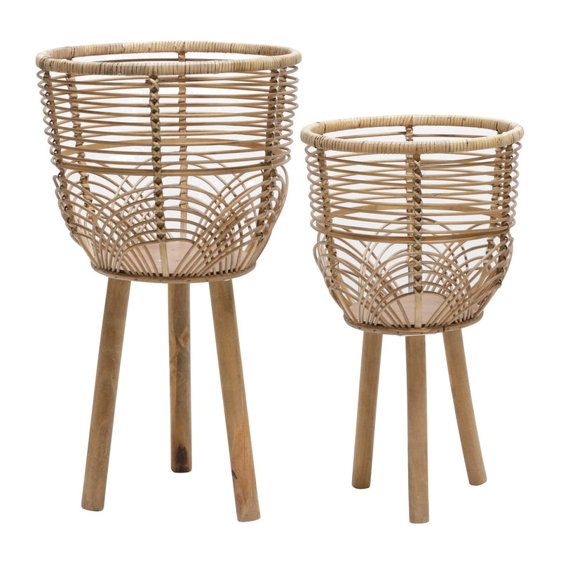 S/2 WICKER PLANTERS 10/12", NATURAL - Al Rugaib Furniture
