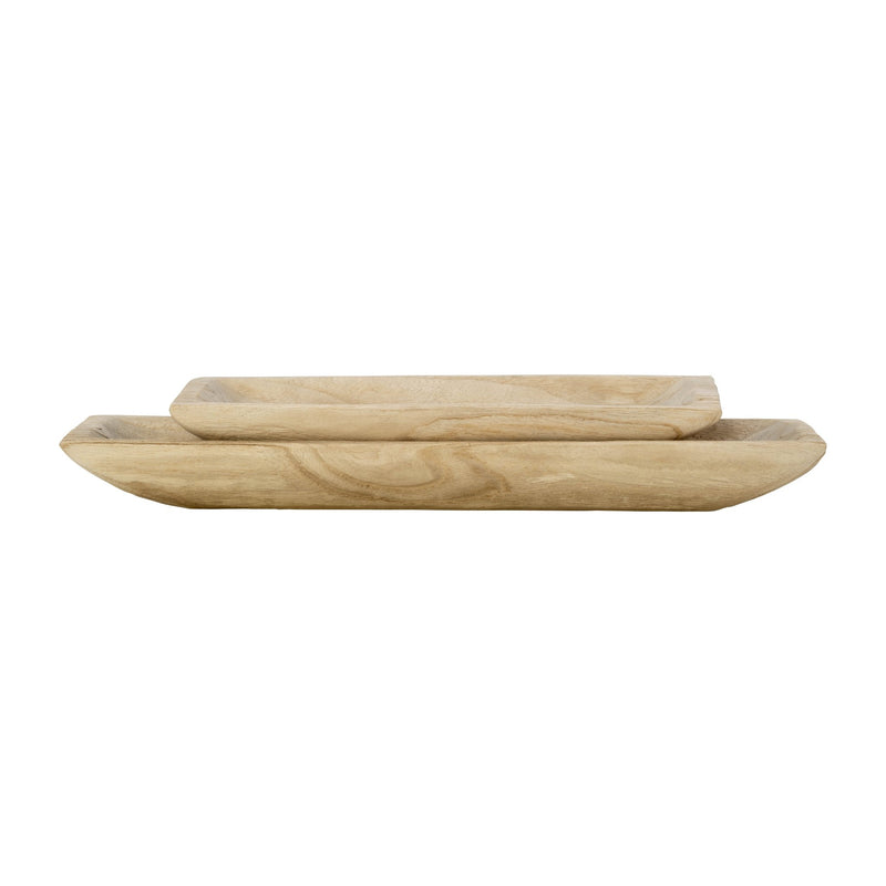 S/2 WOOD 15/20" RECTANGULAR TRAY, NATURAL - Al Rugaib Furniture