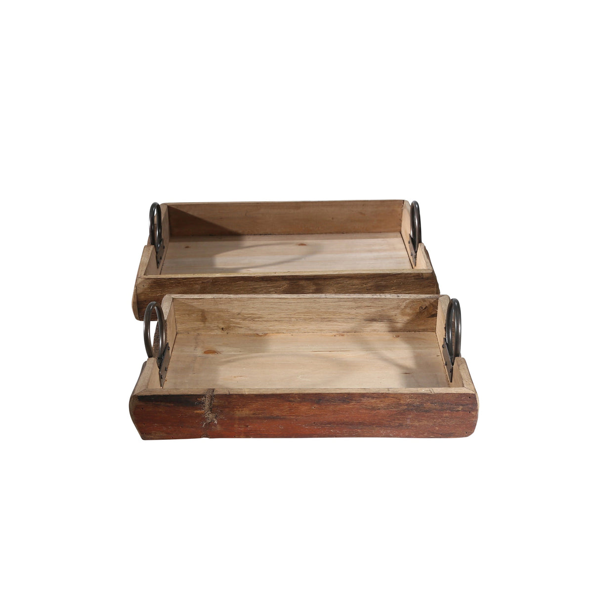 S/2 WOOD TRAYS 19X13X5", BROWN Tray| Sagebrook Home