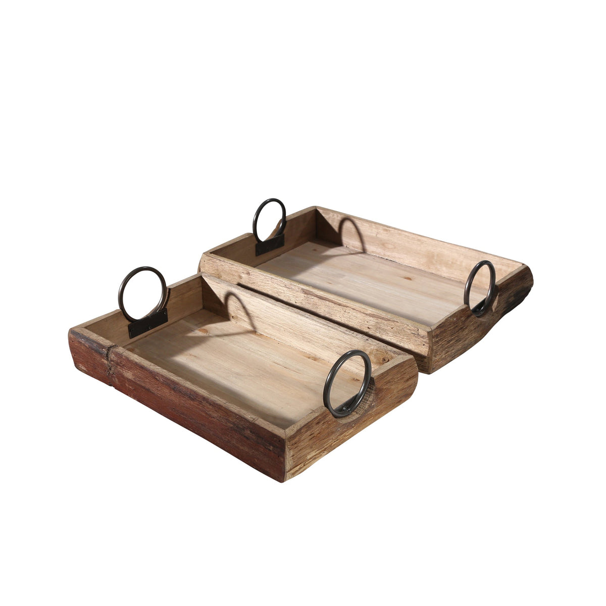 S/2 WOOD TRAYS 19X13X5", BROWN Tray| Sagebrook Home