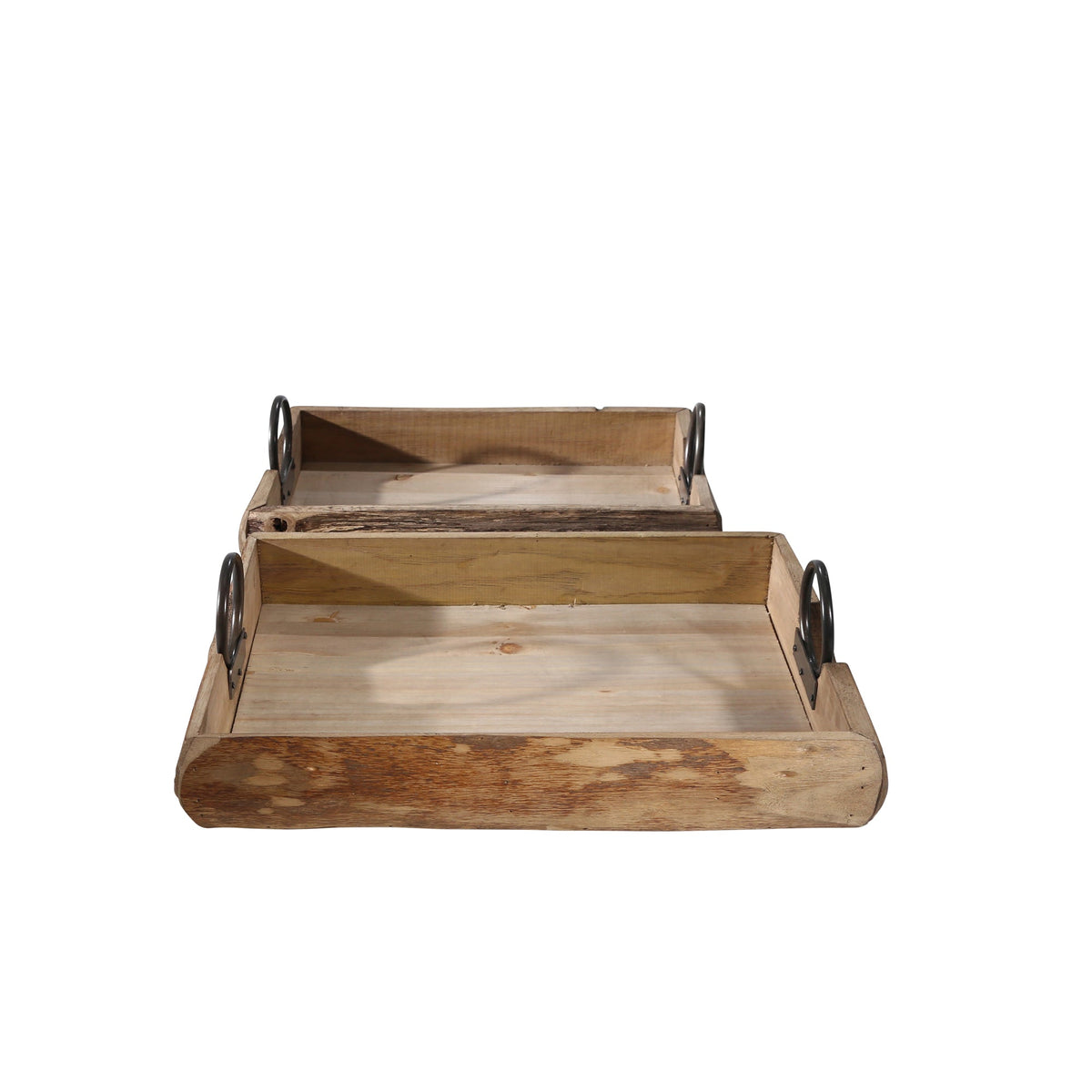 S/2 WOOD TRAYS 19X13X5", BROWN Tray| Sagebrook Home