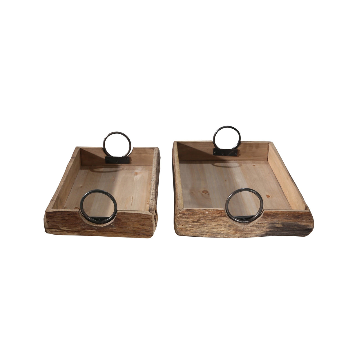 S/2 WOOD TRAYS 19X13X5", BROWN Tray| Sagebrook Home