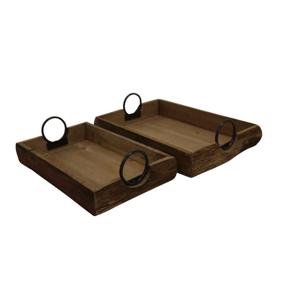 S/2 WOOD TRAYS 19X13X5", BROWN Tray| Sagebrook Home