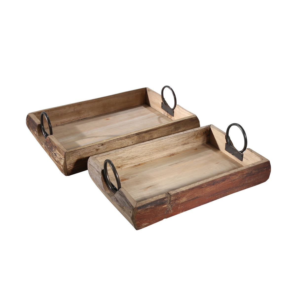 S/2 WOOD TRAYS 19X13X5", BROWN Tray| Sagebrook Home
