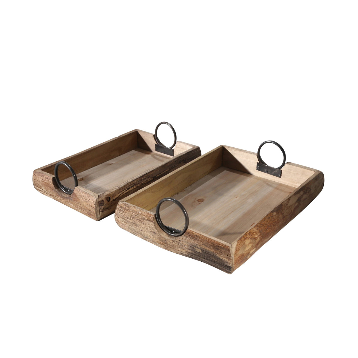 S/2 WOOD TRAYS 19X13X5", BROWN Tray| Sagebrook Home