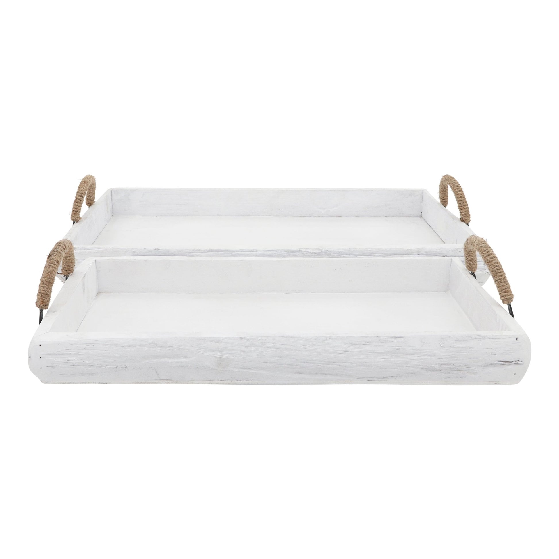 S/2 Wood Trays, White Wash Tray| Sagebrook Home