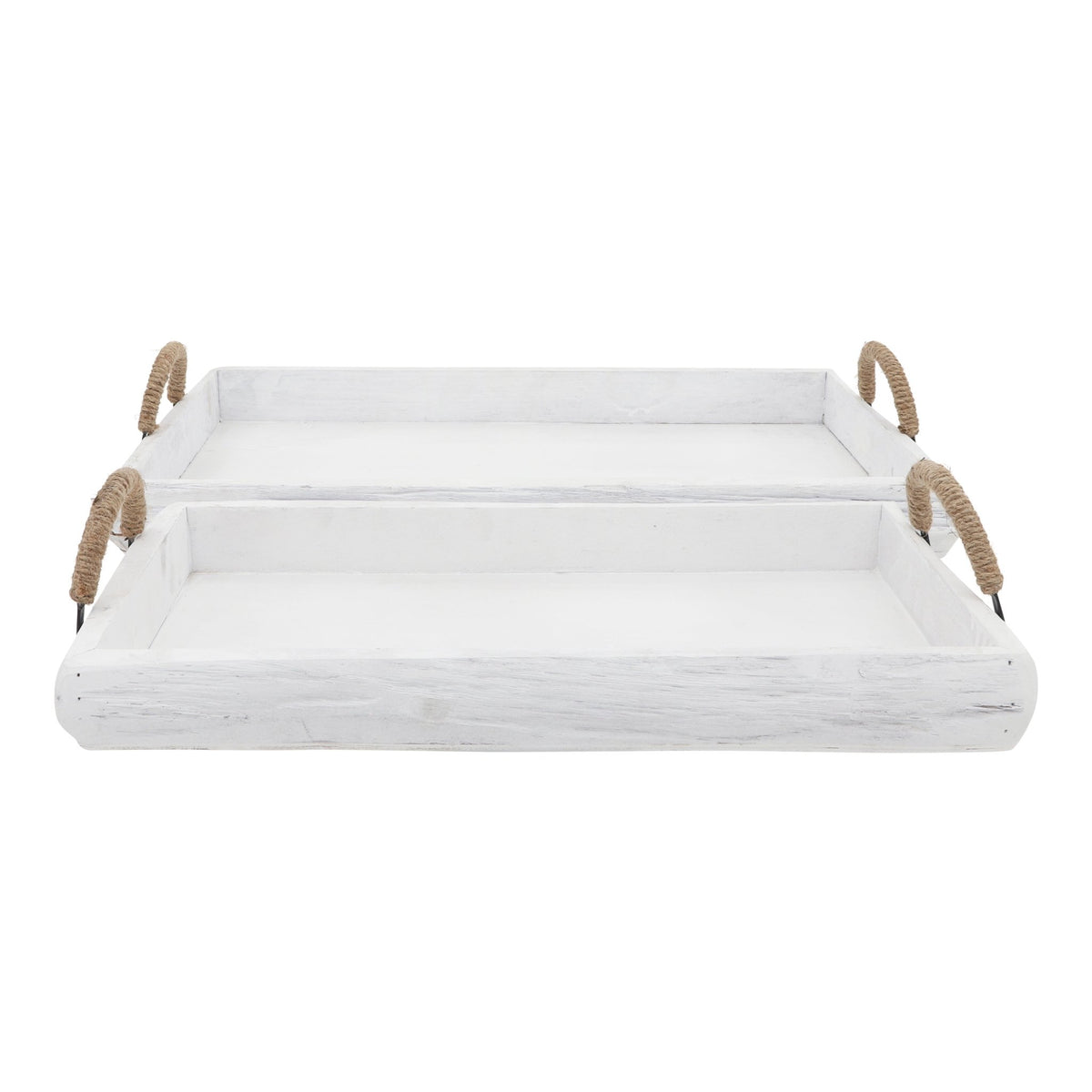 S/2 Wood Trays, White Wash Tray| Sagebrook Home