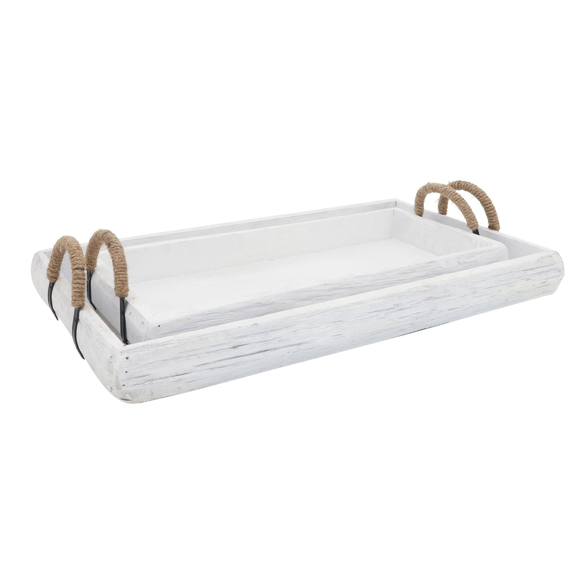 S/2 Wood Trays, White Wash Tray| Sagebrook Home