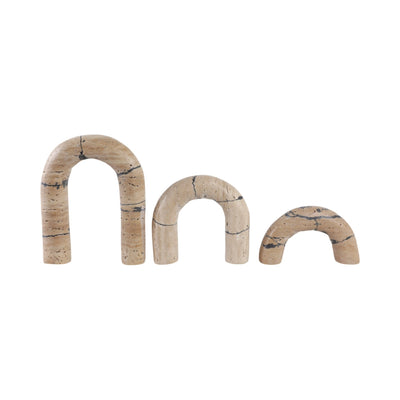S/3 10" Gorda Crackle Travertine Arches - Al Rugaib Furniture