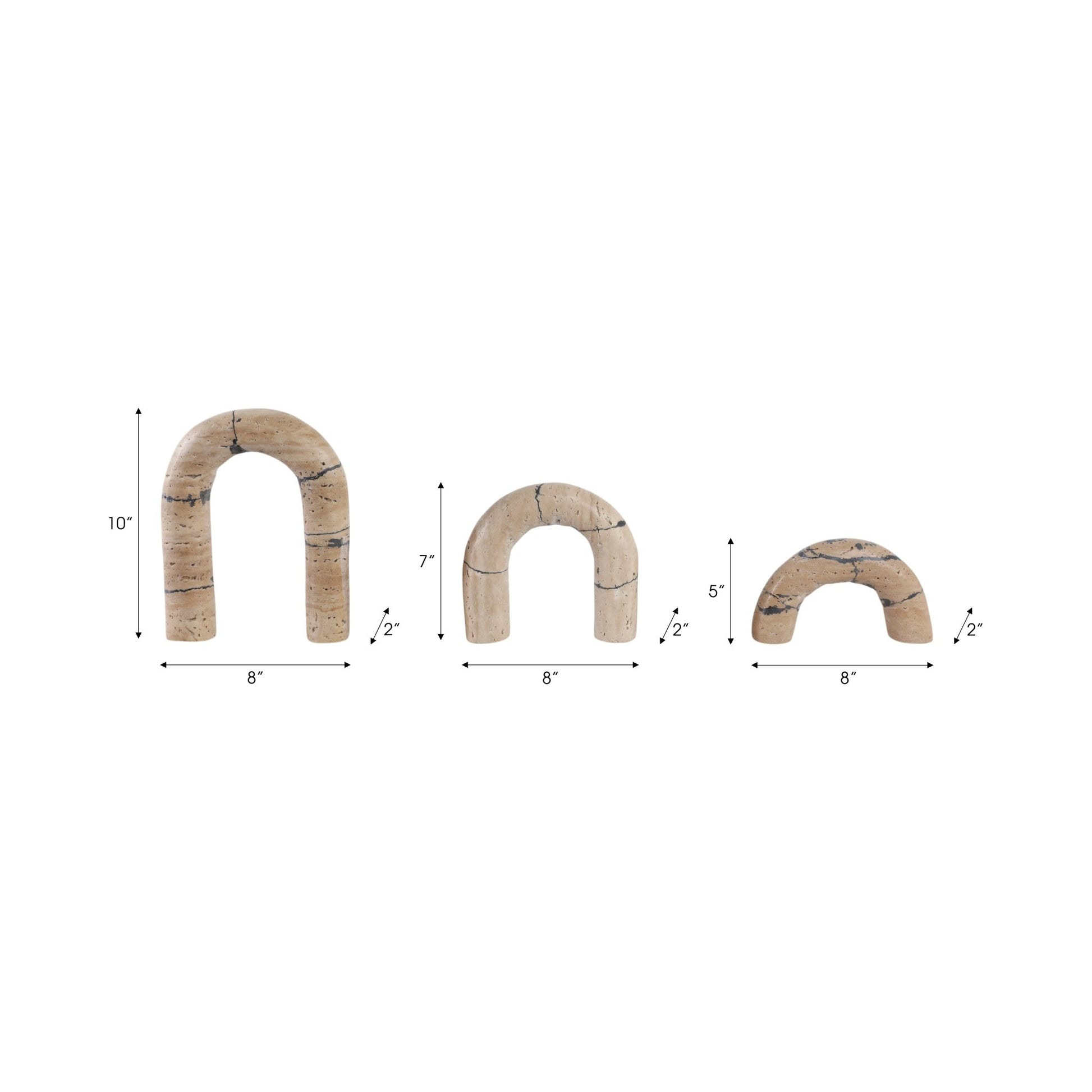 S/3 10" Gorda Crackle Travertine Arches Table Decors| Sagebrook Home