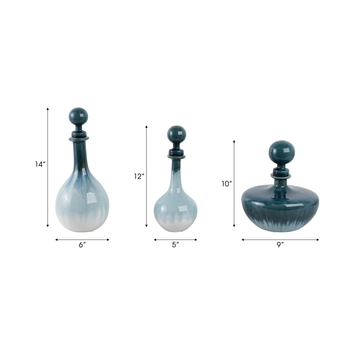 S/3 10/12/14" Astoria Ceramic Bottles Vases and Jars| Sagebrook Home