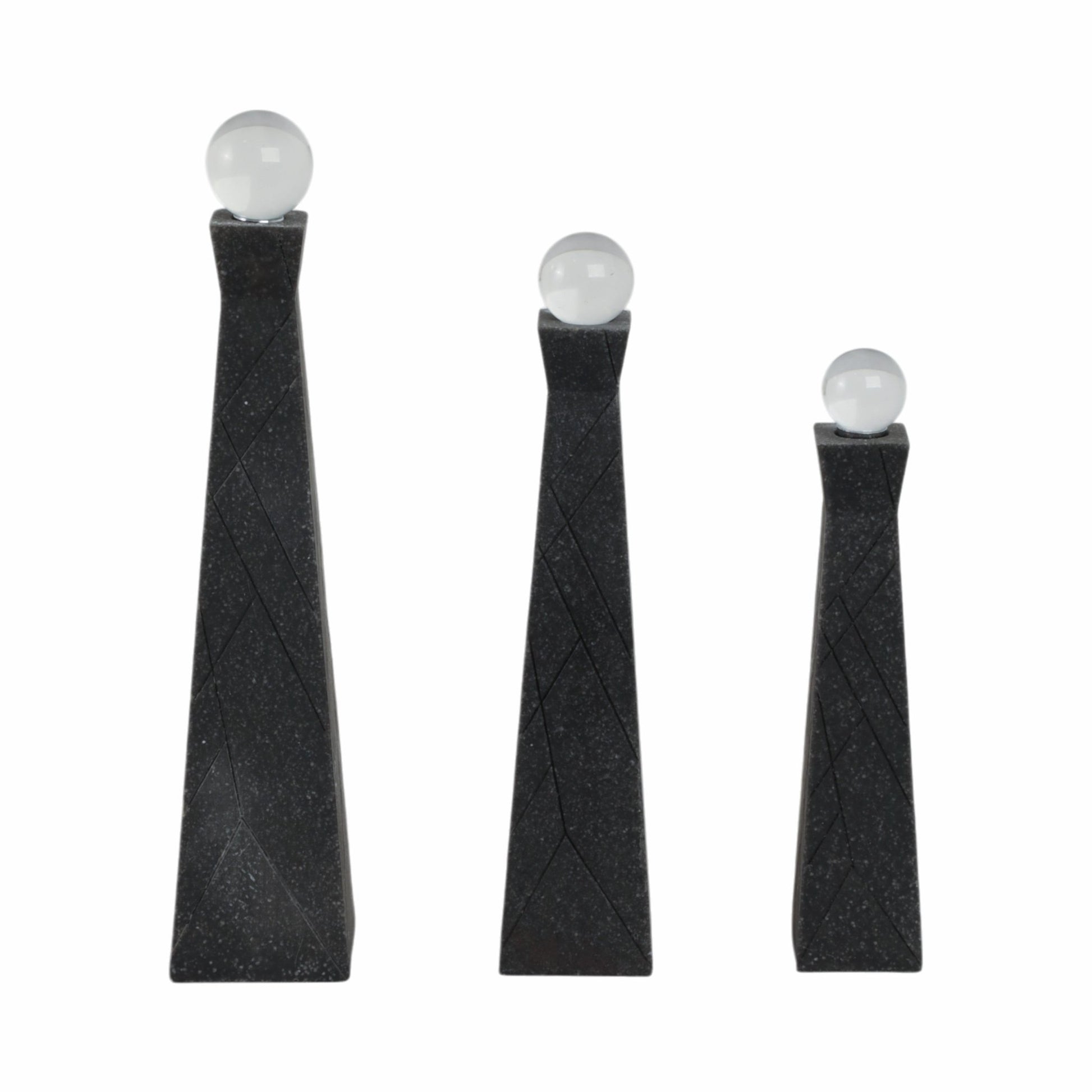 S/3 10/12/14" LIEGE BLACK QUARTZ RESIN BOTTLES Table Decors| Sagebrook Home