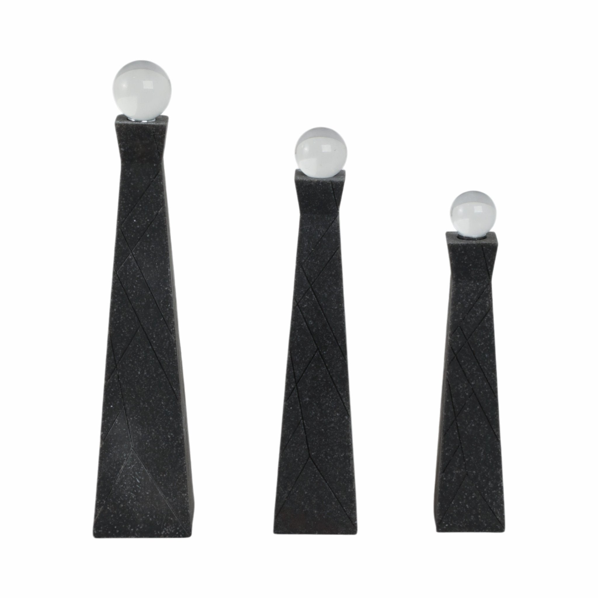 S/3 10/12/14" LIEGE BLACK QUARTZ RESIN BOTTLES Table Decors| Sagebrook Home