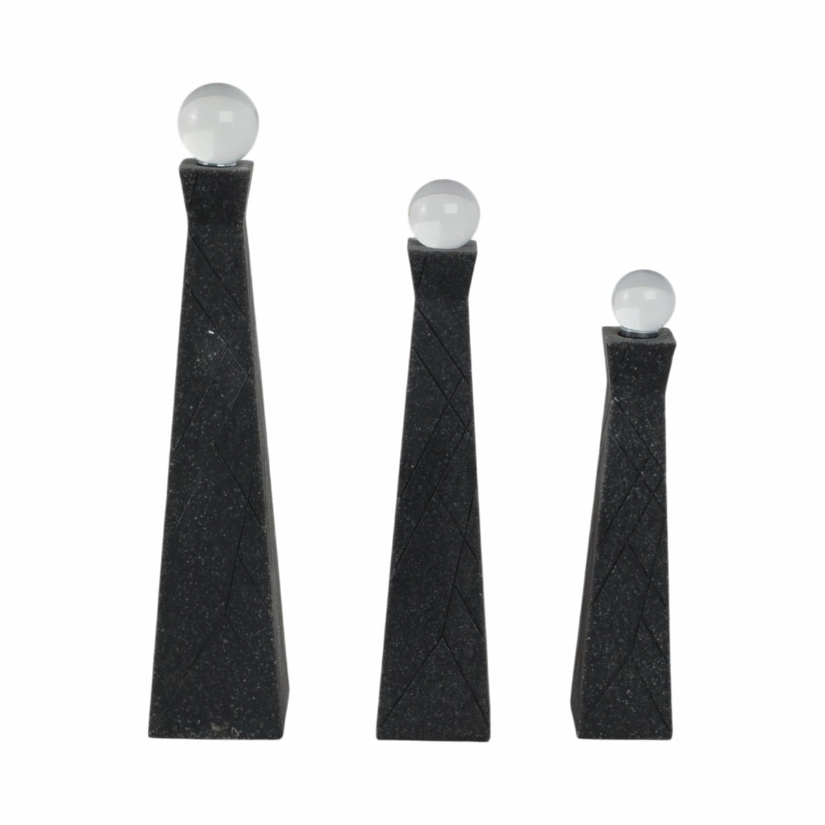 S/3 10/12/14" LIEGE BLACK QUARTZ RESIN BOTTLES Table Decors| Sagebrook Home
