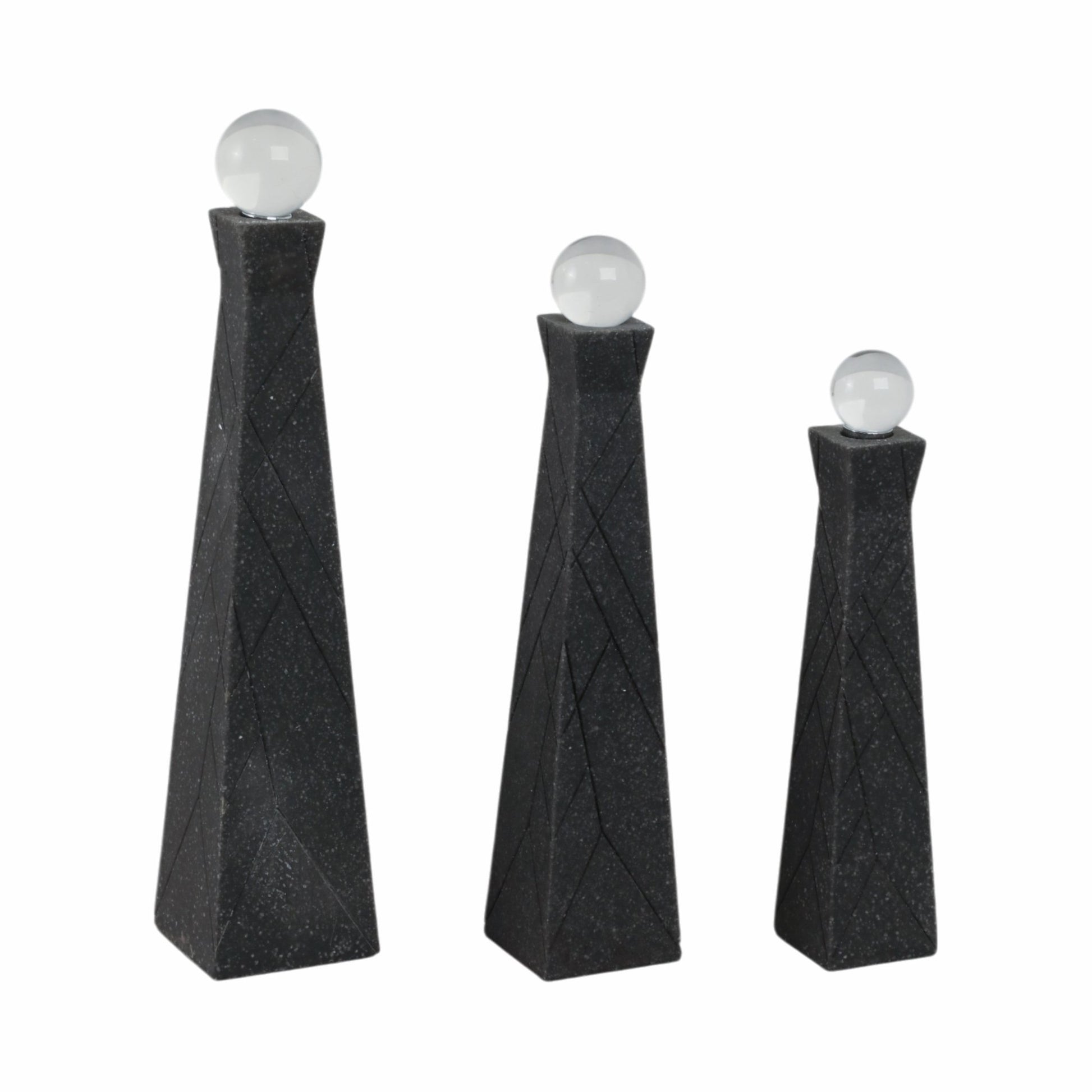 S/3 10/12/14" LIEGE BLACK QUARTZ RESIN BOTTLES Table Decors| Sagebrook Home