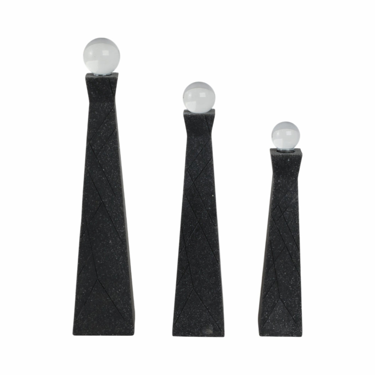S/3 10/12/14" LIEGE BLACK QUARTZ RESIN BOTTLES Table Decors| Sagebrook Home
