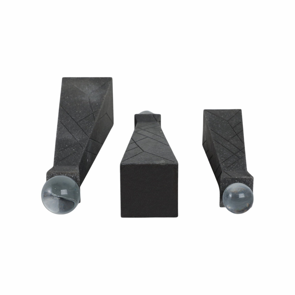 S/3 10/12/14" LIEGE BLACK QUARTZ RESIN BOTTLES Table Decors| Sagebrook Home