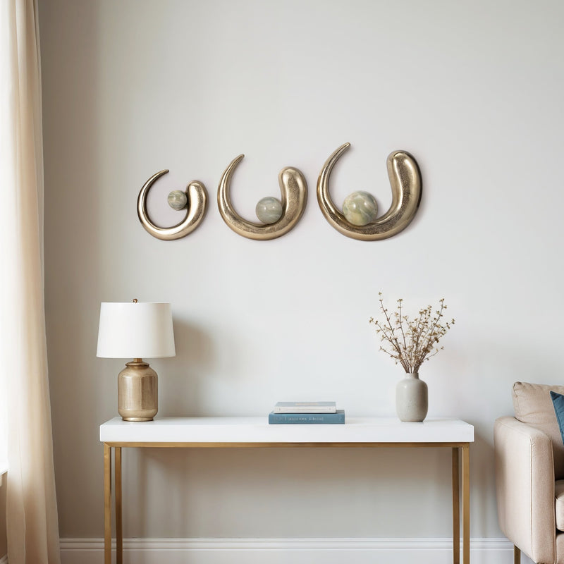 S/3 10/13/15" Amrita Gold Ring Wall Decor - Al Rugaib Furniture