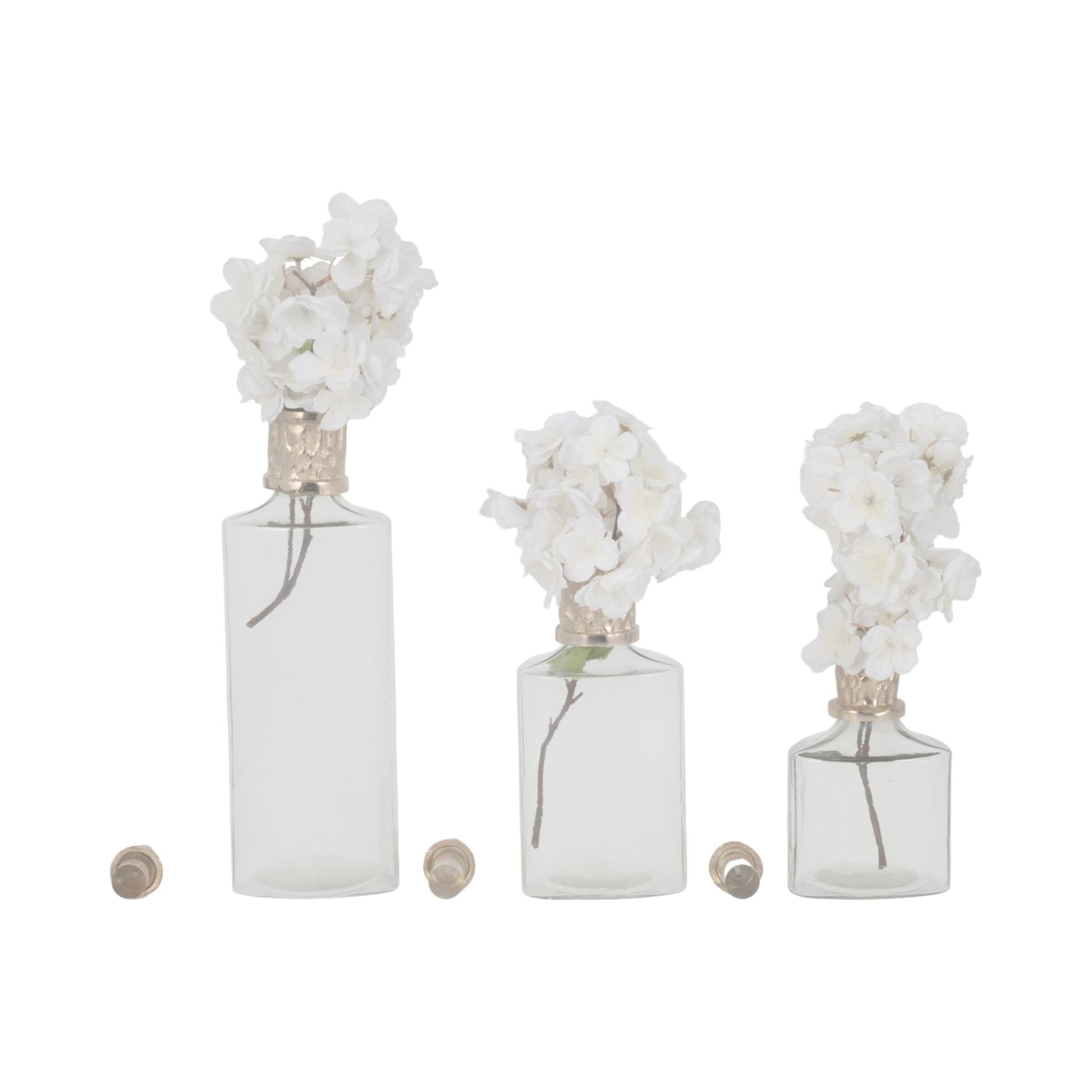 S/3 10/13/17" Talis Silver/Gold Glass Bottles Vases and Jars| Sagebrook Home