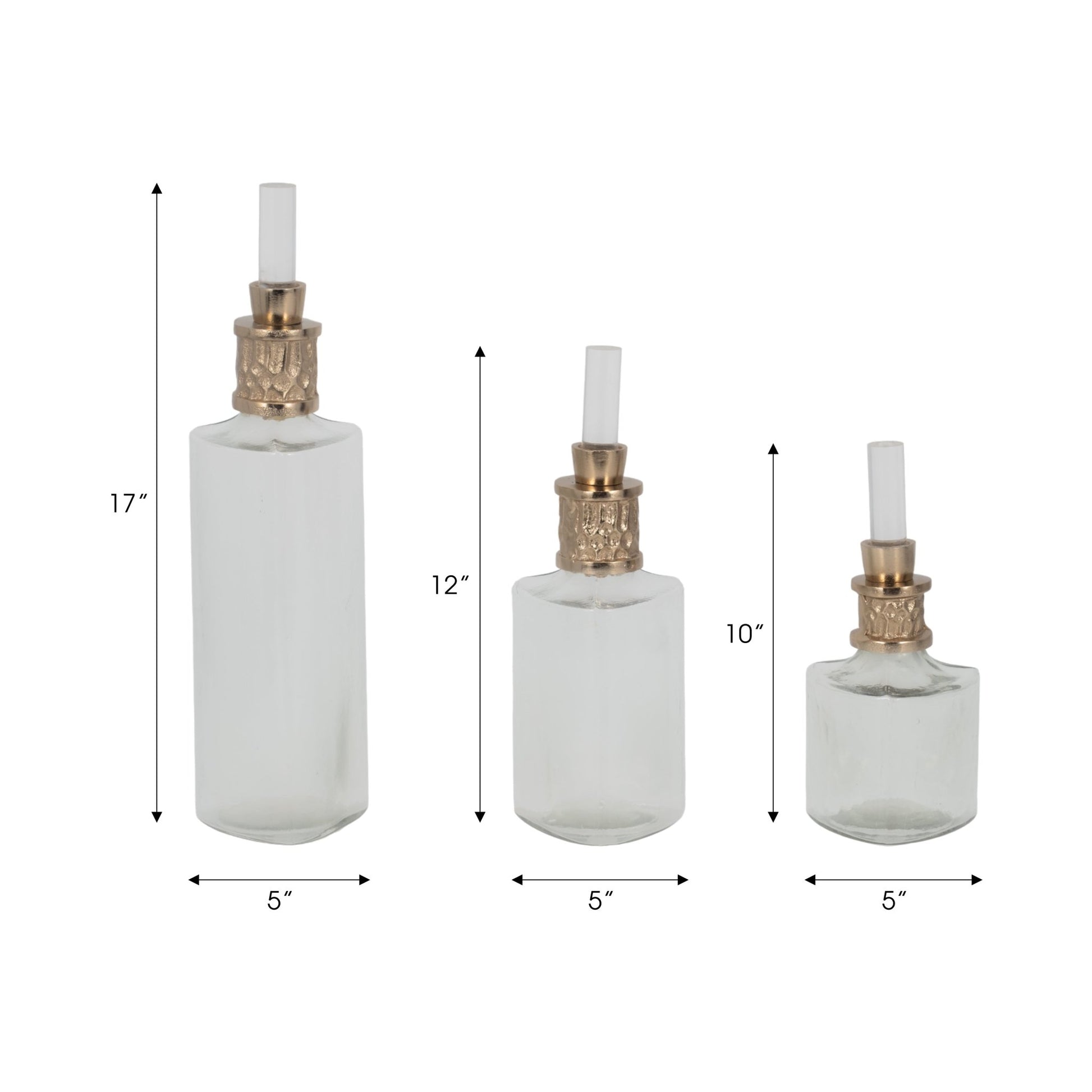 S/3 10/13/17" Talis Silver/Gold Glass Bottles Vases and Jars| Sagebrook Home