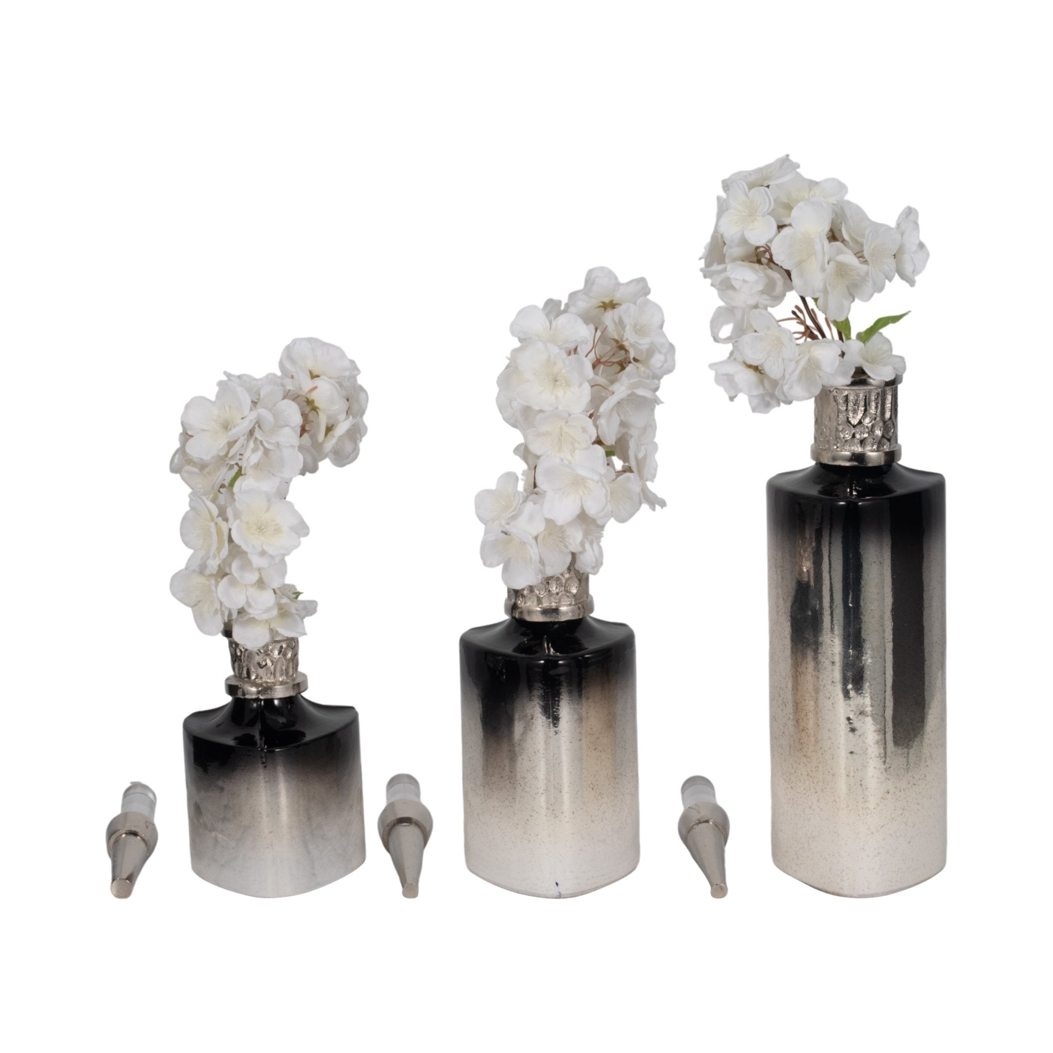 S/3 10/13/17" Talis Silver/Gold Glass Bottles Vases and Jars| Sagebrook Home