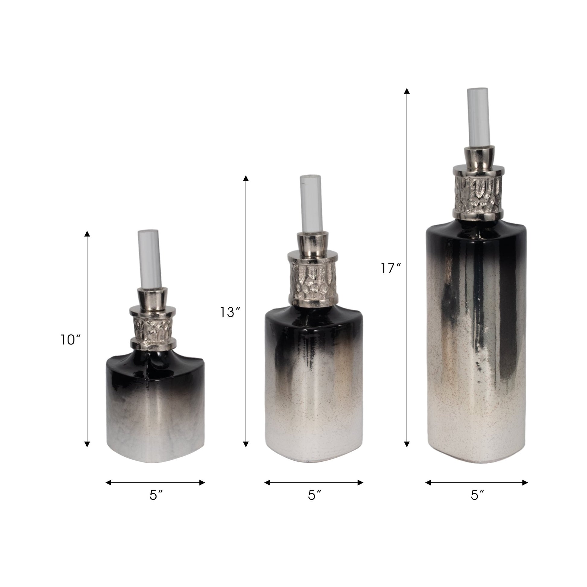 S/3 10/13/17" Talis Silver/Gold Glass Bottles Vases and Jars| Sagebrook Home