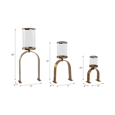 S3 10/16/22" DELEVAN GOLD CANDLE HOLDERS - Al Rugaib Furniture