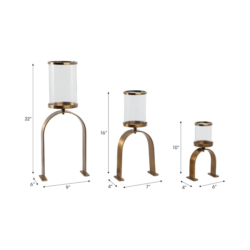 S3 10/16/22" DELEVAN GOLD CANDLE HOLDERS - Al Rugaib Furniture