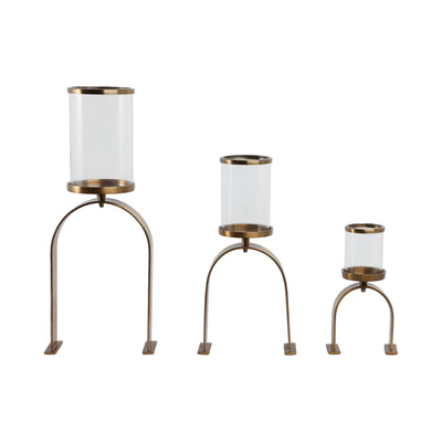 S3 10/16/22" DELEVAN GOLD CANDLE HOLDERS - Al Rugaib Furniture