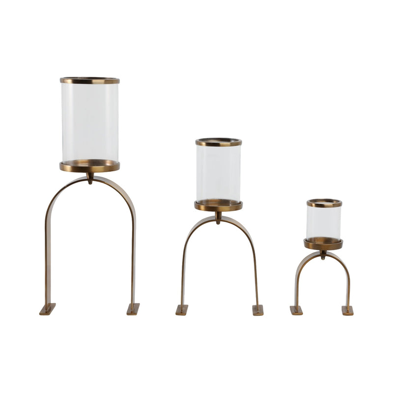 S3 10/16/22" DELEVAN GOLD CANDLE HOLDERS - Al Rugaib Furniture